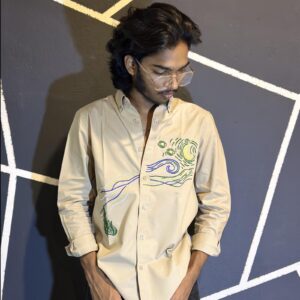 The Starry Night Embroidered Beige Shirt