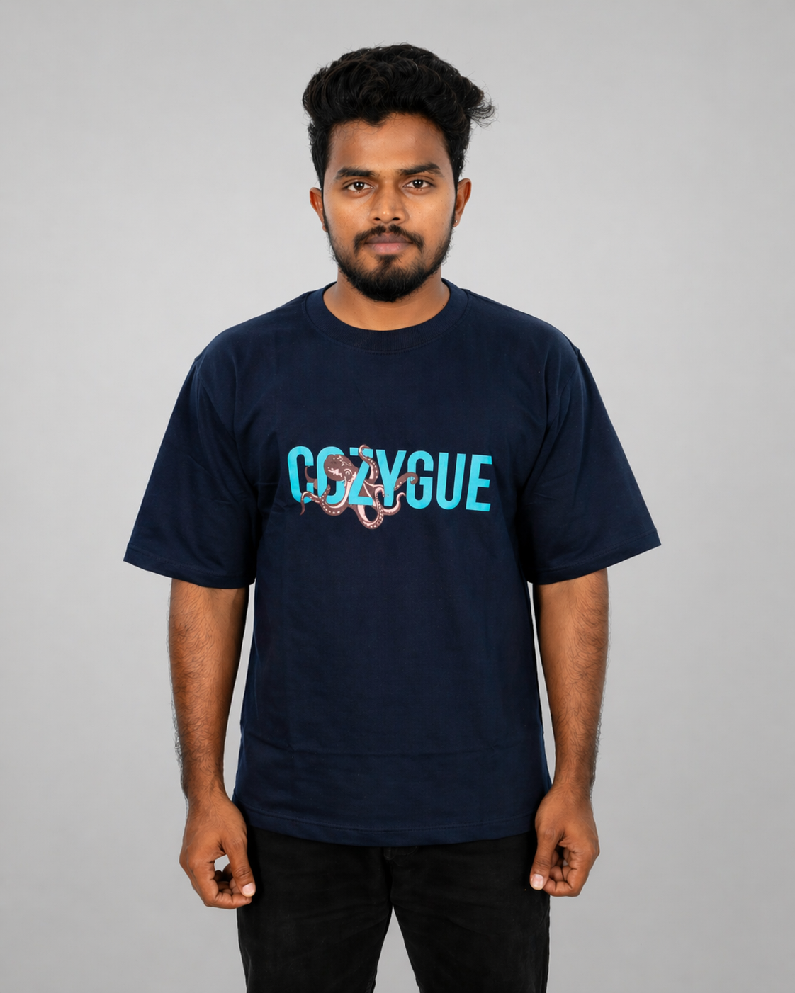 Octopus Blue Oversized Tee