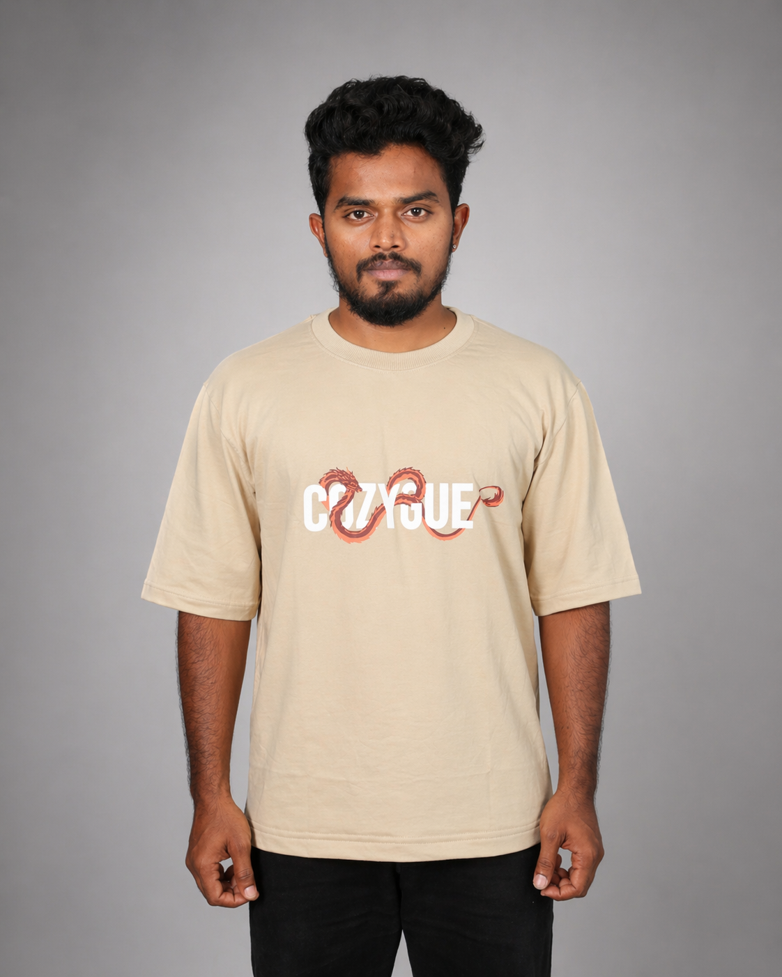 Dragon Beige Oversized Tee